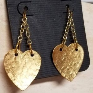 Golden Heart Earrings- Brass